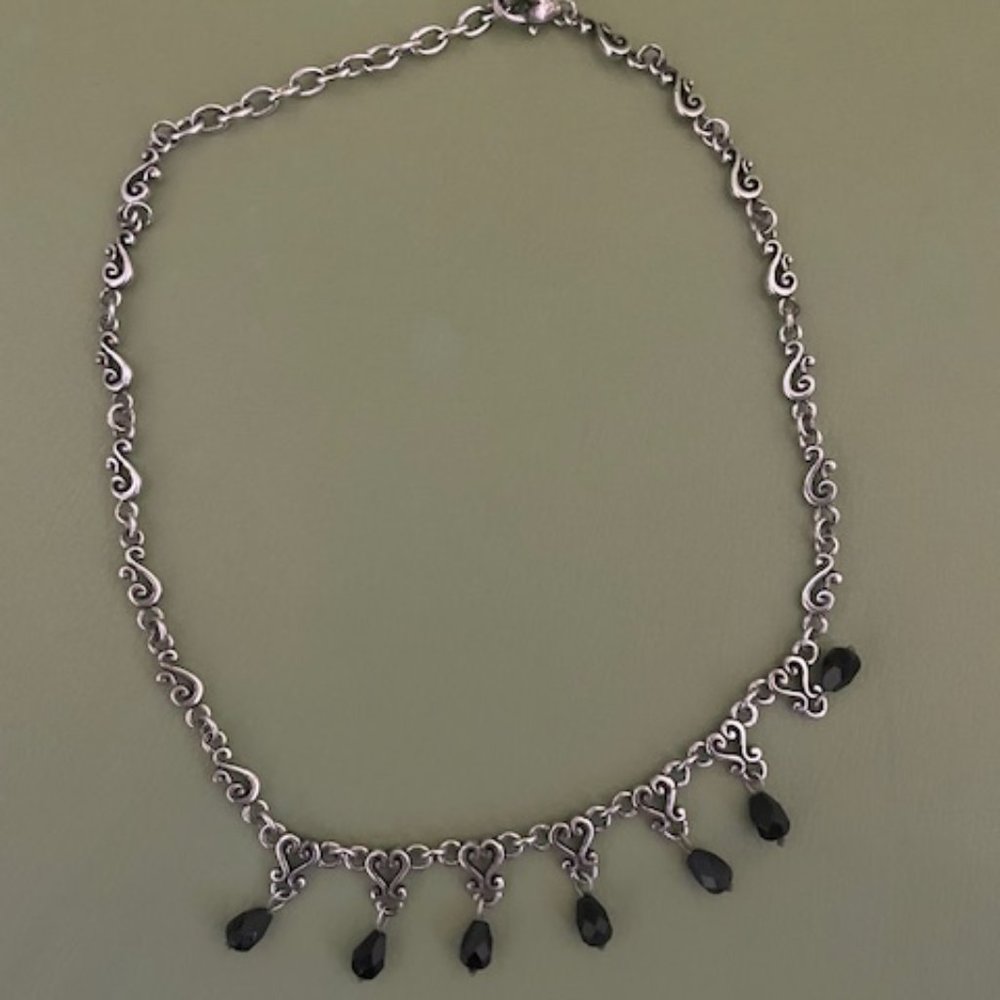 Brighton Retired Vivaldi Black Faceted Dangle Beads Necklace